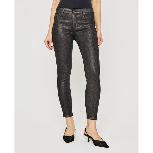 New AG Adriano Goldschmied Farrah Skinny Ankle in Black Luminous Size 29 - Picture 1 of 14